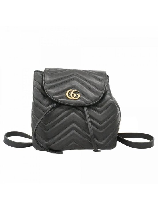 Gucci Backpack GG Marmont Leather Black Gold main image 8